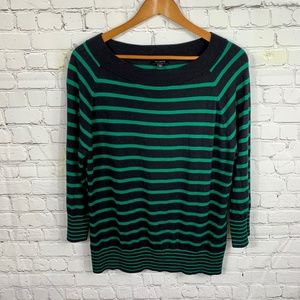 Talbots Striped Sweater Blouse 3/4 Slv Sz XL